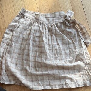 Louisiella Girls' Beige Plaid Tie-Waist Skirt